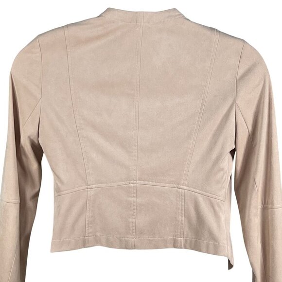 Katherine Barclay Montreal Womens M Faux Suede Tan Waterfall Front Drape Blazer - Picture 4 of 13